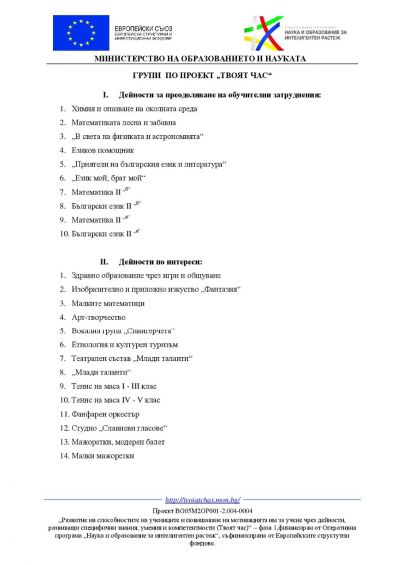 24 извънкласни дейности през учебната 2016-2017 година 1